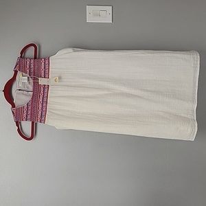 C & C California White Gauze Cotton Rainbow Embroidered Dress, sz XS